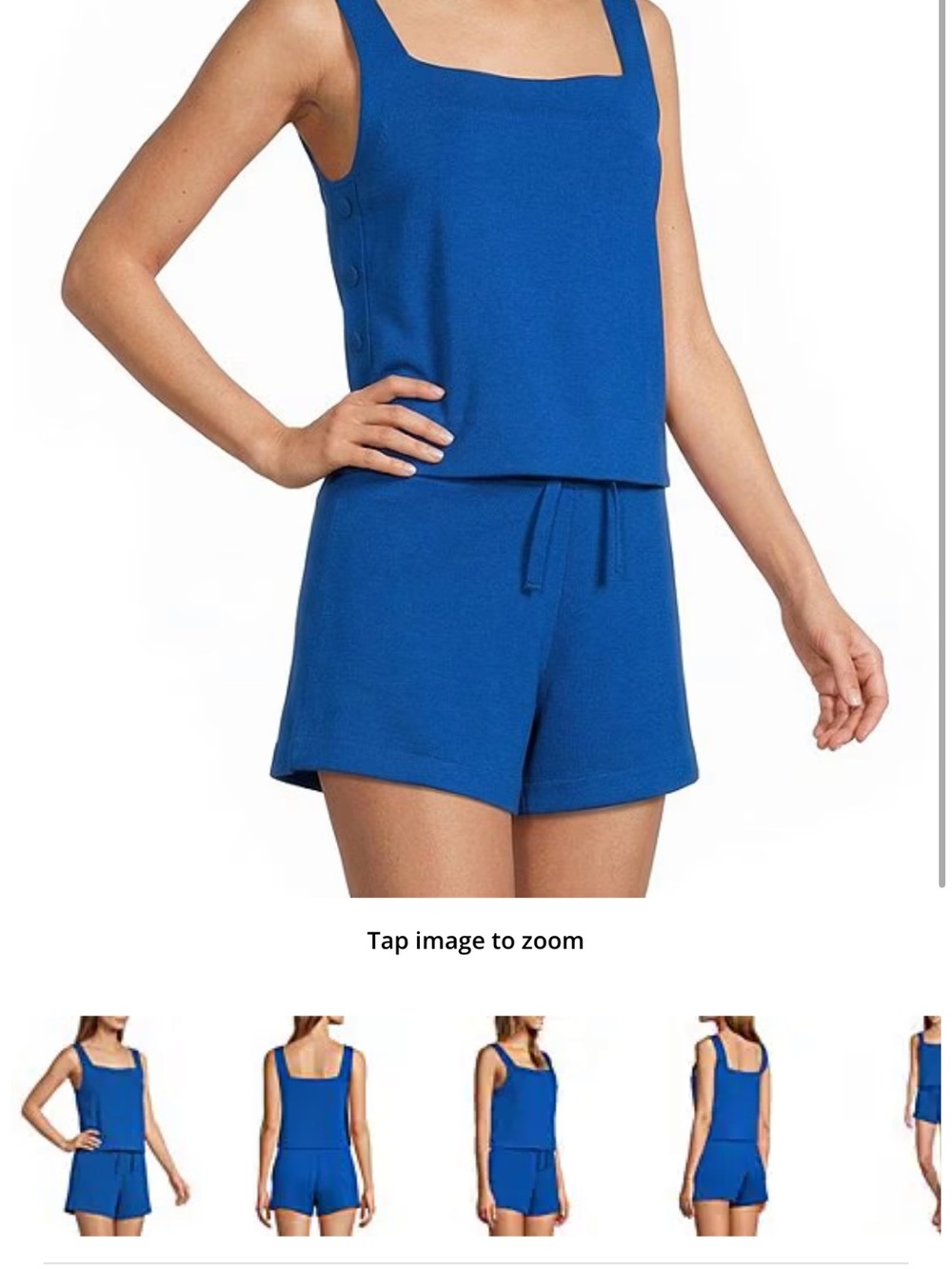 ANTONIO MELANI Royal Blue Square-Neck Tank & Drawstring Short Set